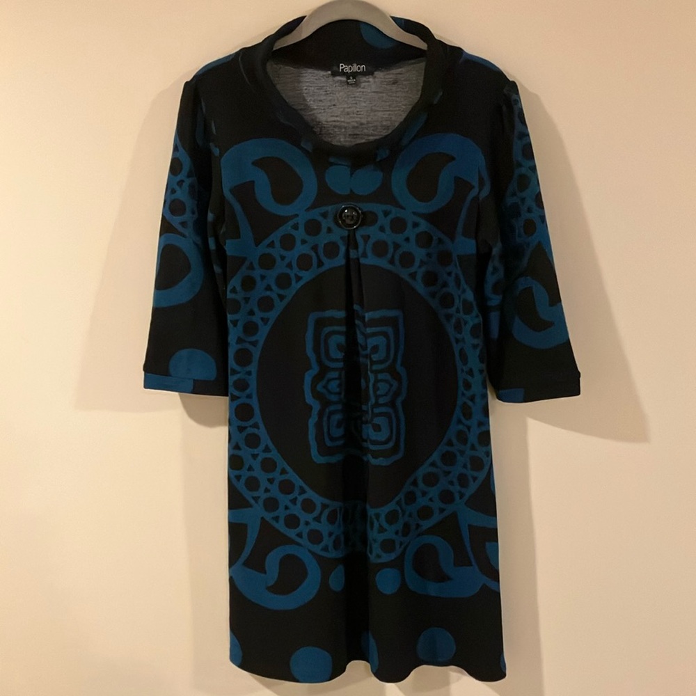 Papillon Black and Teal Knit Tunic